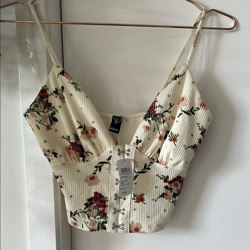 Windsor Cream Ribbed Bustier Tank Top - Picture 3 of 4